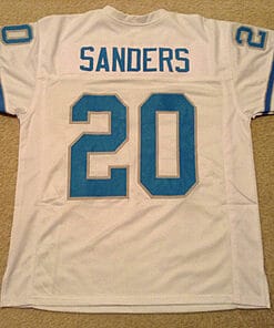 UNSIGNED CUSTOM Sewn Stitched Barry Sanders White Jersey