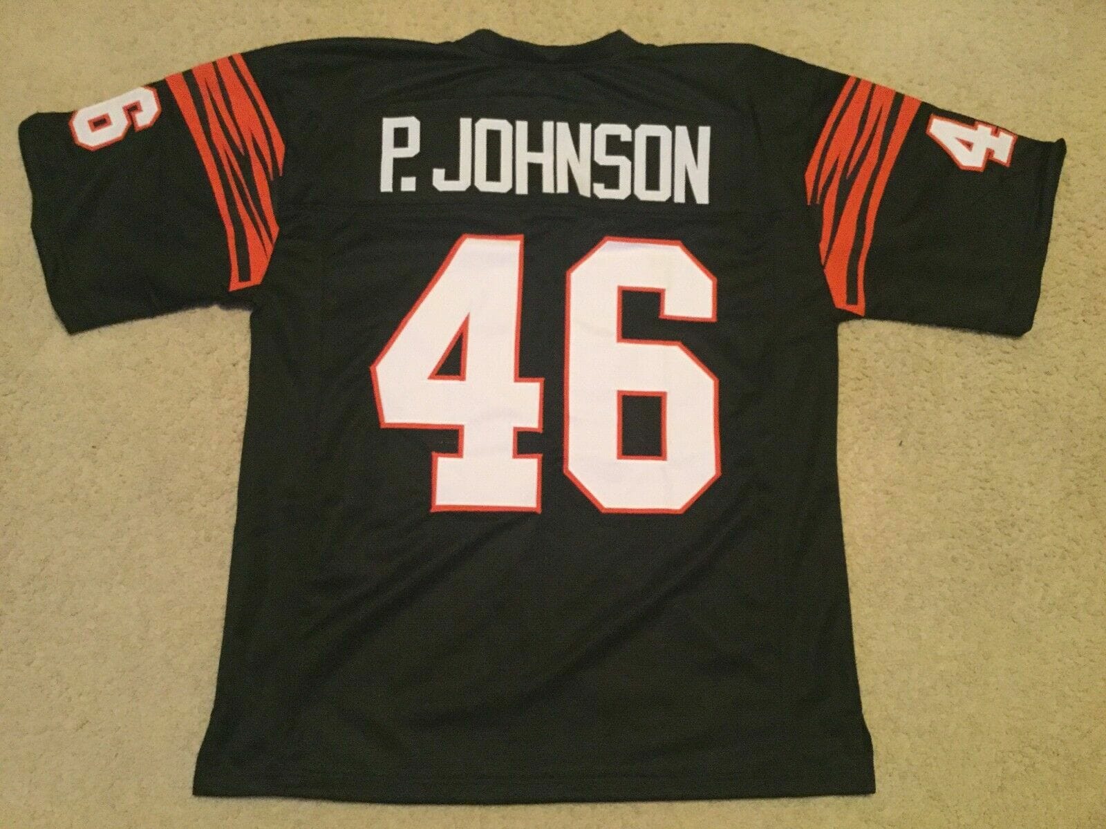 UNSIGNED CUSTOM Sewn Stitched Pete Johnson Black Jersey 1 UNSIGNED CUSTOM Sewn Stitched Pete Johnson Black Jersey