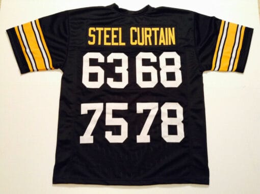 UNSIGNED CUSTOM Sewn Stitched Steel Curtain Black Jersey