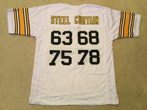 UNSIGNED CUSTOM Sewn Stitched Steel Curtain White Jersey
