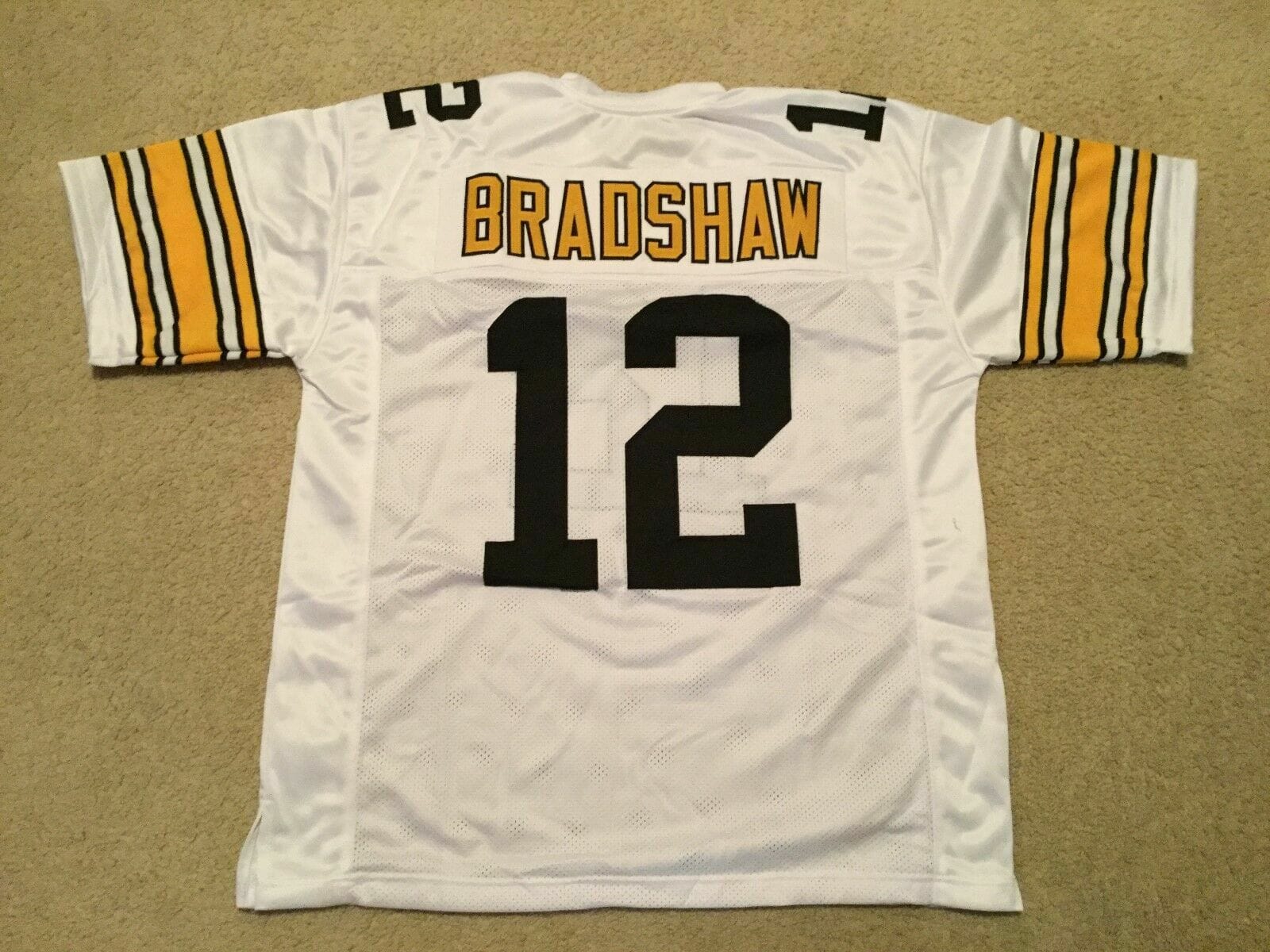 UNSIGNED CUSTOM Sewn Stitched Terry Bradshaw White Jersey 1 UNSIGNED CUSTOM Sewn Stitched Terry Bradshaw White Jersey