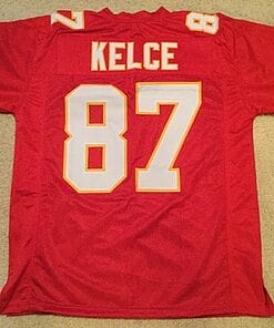 UNSIGNED CUSTOM Sewn Stitched Travis Kelce Red Jersey