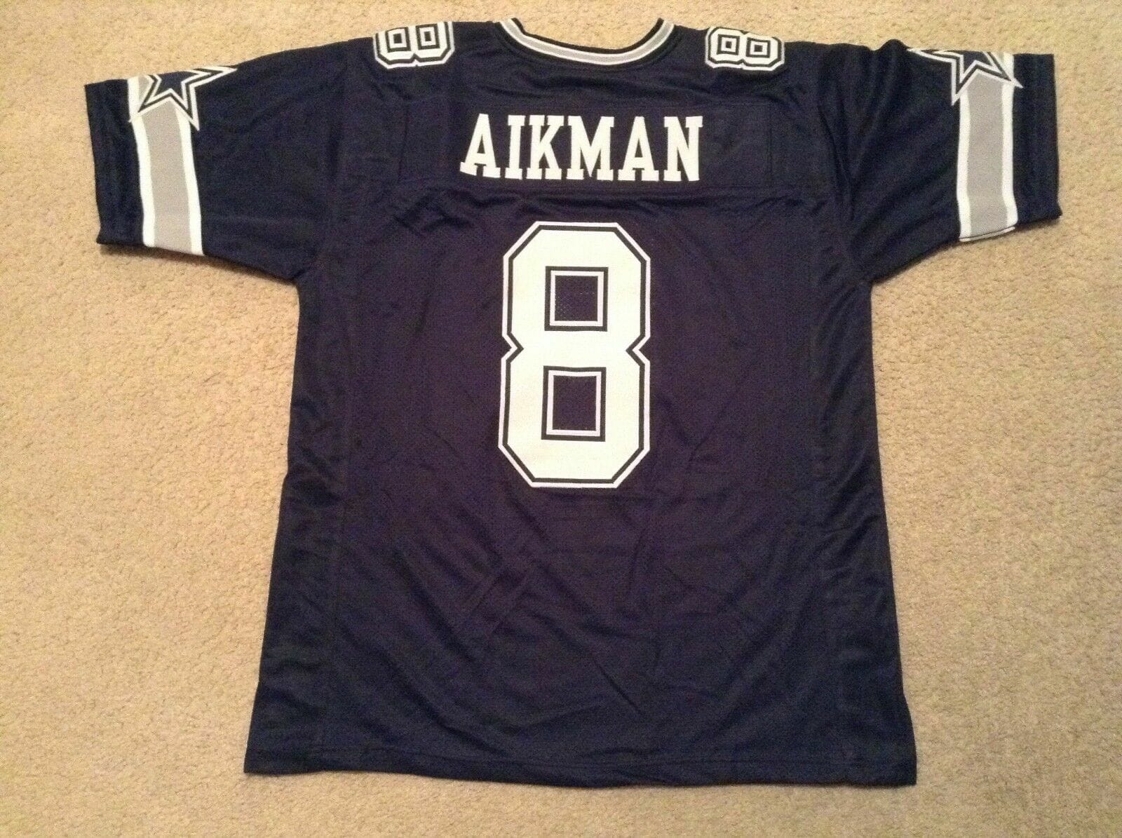 UNSIGNED CUSTOM Sewn Stitched Troy Aikman Blue Jersey 1 UNSIGNED CUSTOM Sewn Stitched Troy Aikman Blue Jersey