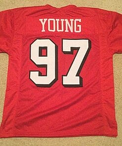 UNSIGNED CUSTOM Sewn Stitched Bryant Young Red Jersey