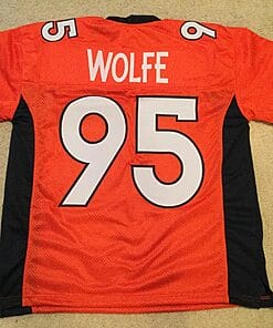 UNSIGNED CUSTOM Sewn Stitched Derek Wolfe Orange Jersey