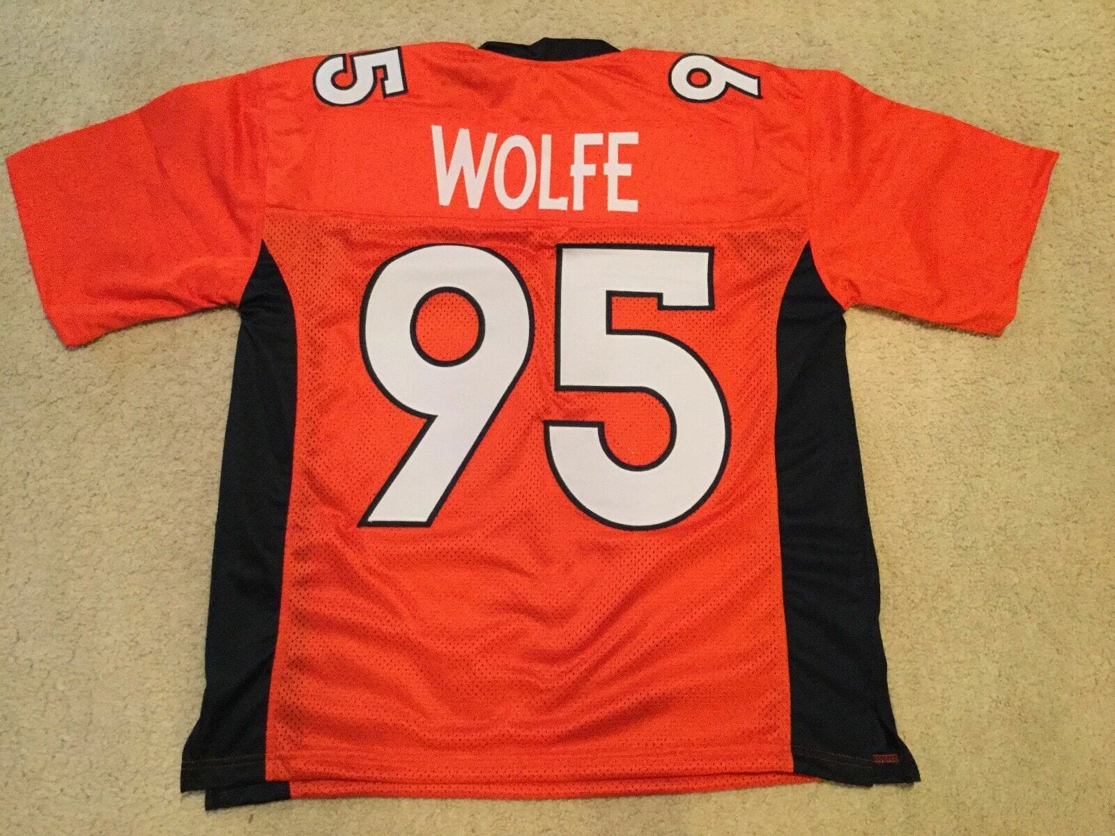 UNSIGNED CUSTOM Sewn Stitched Derek Wolfe Orange Jersey 1 UNSIGNED CUSTOM Sewn Stitched Derek Wolfe Orange Jersey