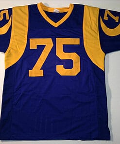 Alternative view of UNSIGNED CUSTOM Sewn Stitched Deacon Jones Blue Jersey