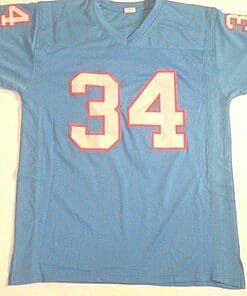 Alternative view of UNSIGNED CUSTOM Sewn Stitched Earl Campbell Blue Jersey
