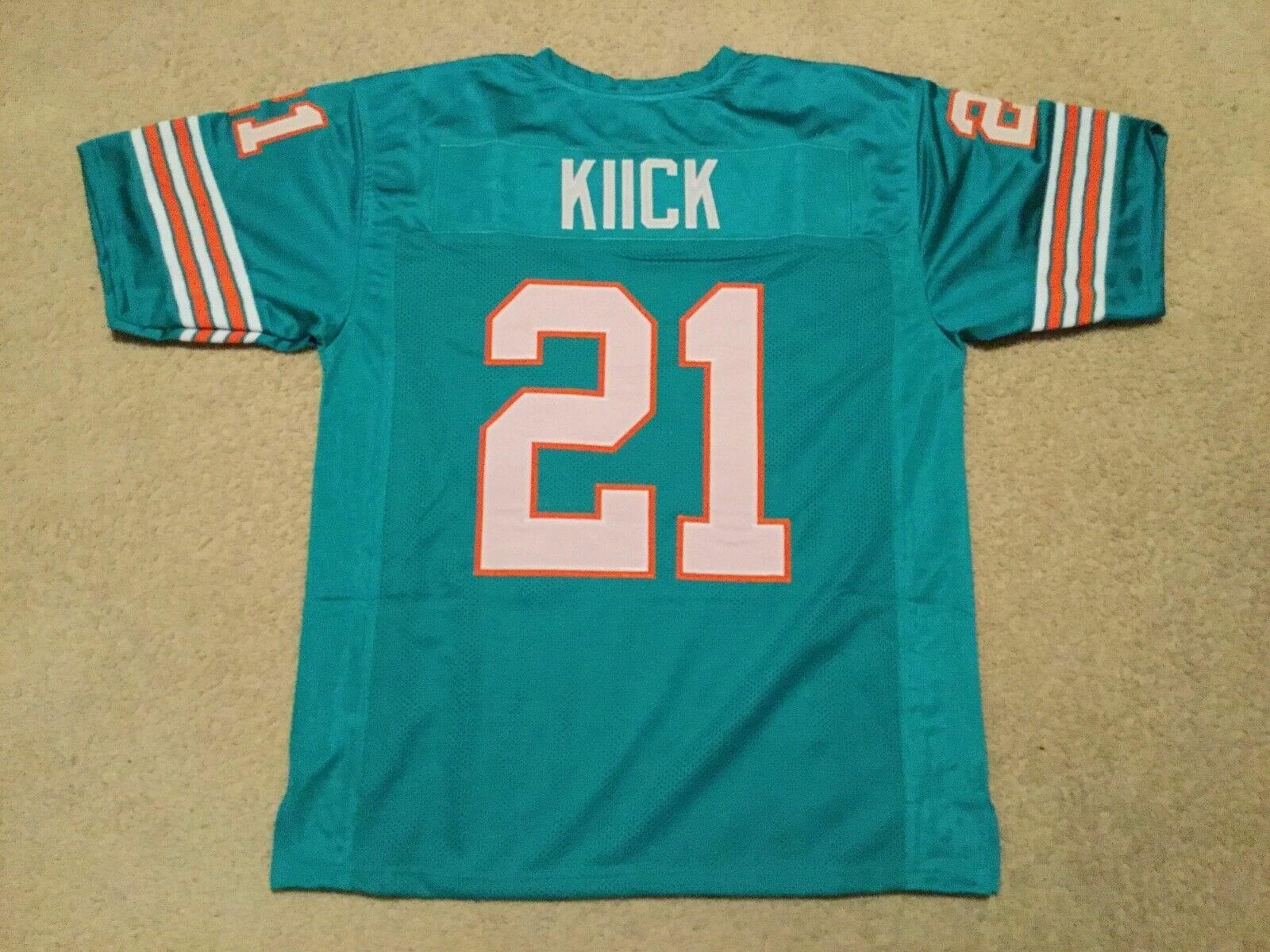 UNSIGNED CUSTOM Sewn Stitched Jim Kiick Teal Jersey 1 UNSIGNED CUSTOM Sewn Stitched Jim Kiick Teal Jersey
