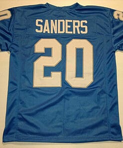 UNSIGNED CUSTOM Sewn Stitched Barry Sanders Blue Jersey