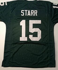 UNSIGNED CUSTOM Sewn Stitched Bart Starr Green Jersey