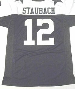 UNSIGNED CUSTOM Sewn Stitched Roger Staubach Blue Jersey