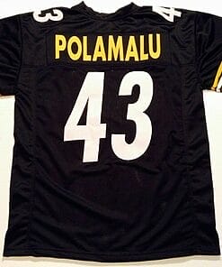 UNSIGNED CUSTOM Sewn Stitched Troy Polamalu Black Jersey