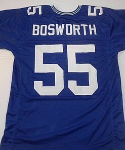 UNSIGNED CUSTOM Sewn Stitched Brian Bosworth Blue Jersey