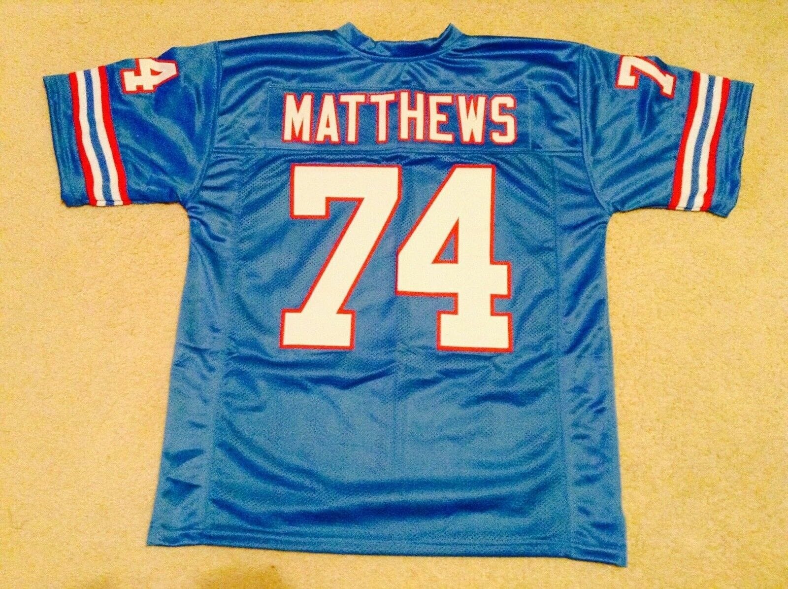 UNSIGNED CUSTOM Sewn Stitched Bruce Matthews Blue Jersey 1 UNSIGNED CUSTOM Sewn Stitched Bruce Matthews Blue Jersey