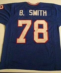 UNSIGNED CUSTOM Sewn Stitched Bruce Smith Blue Jersey