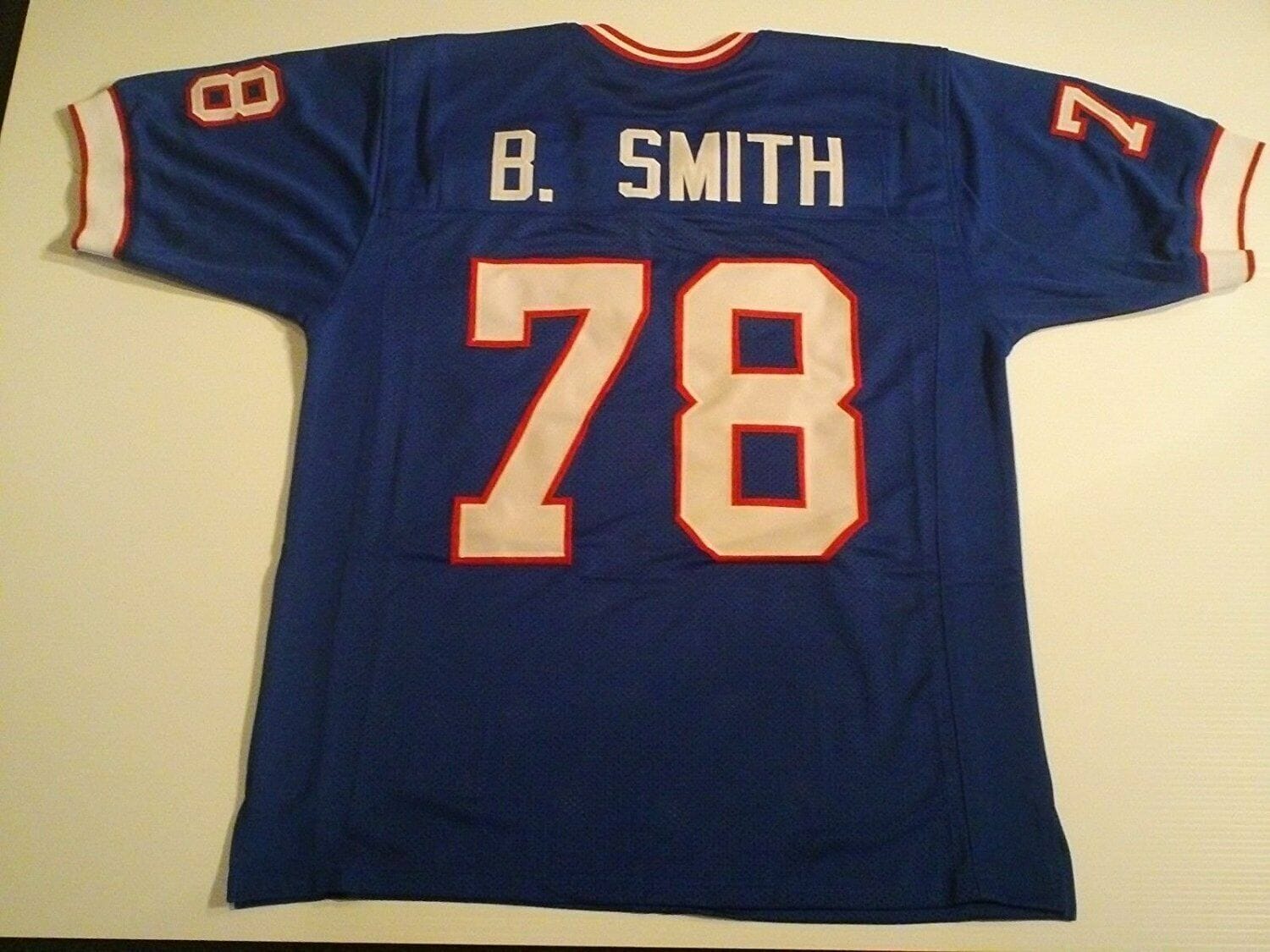 UNSIGNED CUSTOM Sewn Stitched Bruce Smith Blue Jersey 1 UNSIGNED CUSTOM Sewn Stitched Bruce Smith Blue Jersey