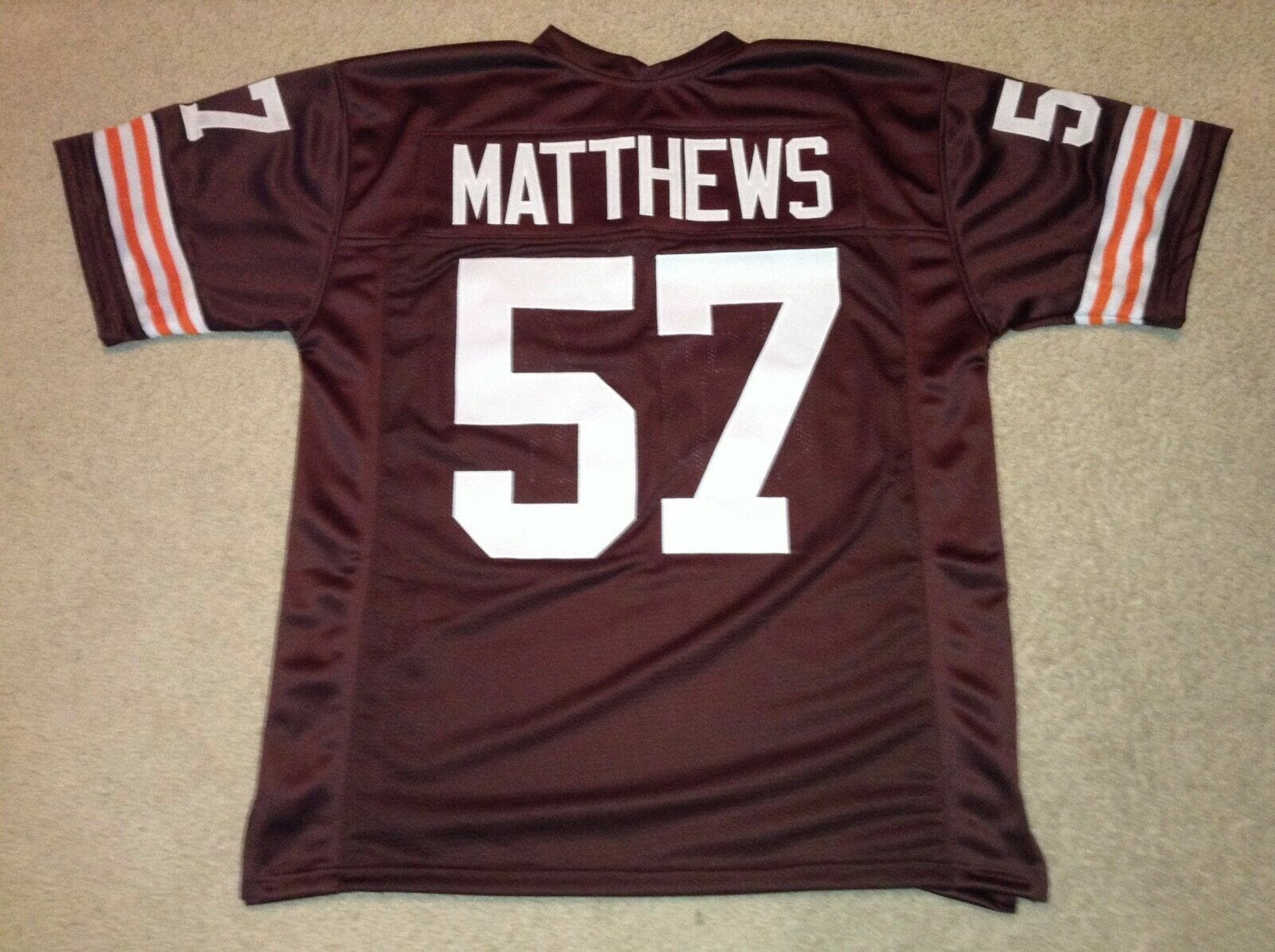 UNSIGNED CUSTOM Sewn Stitched Clay Matthews Jr. Brown Jersey 1 UNSIGNED CUSTOM Sewn Stitched Clay Matthews Jr. Brown Jersey