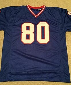 Alternative view of UNSIGNED CUSTOM Sewn Stitched Eric Moulds Blue Jersey