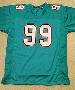 Alternative view of UNSIGNED CUSTOM Sewn Stitched Jason Taylor Teal 1 Jersey
