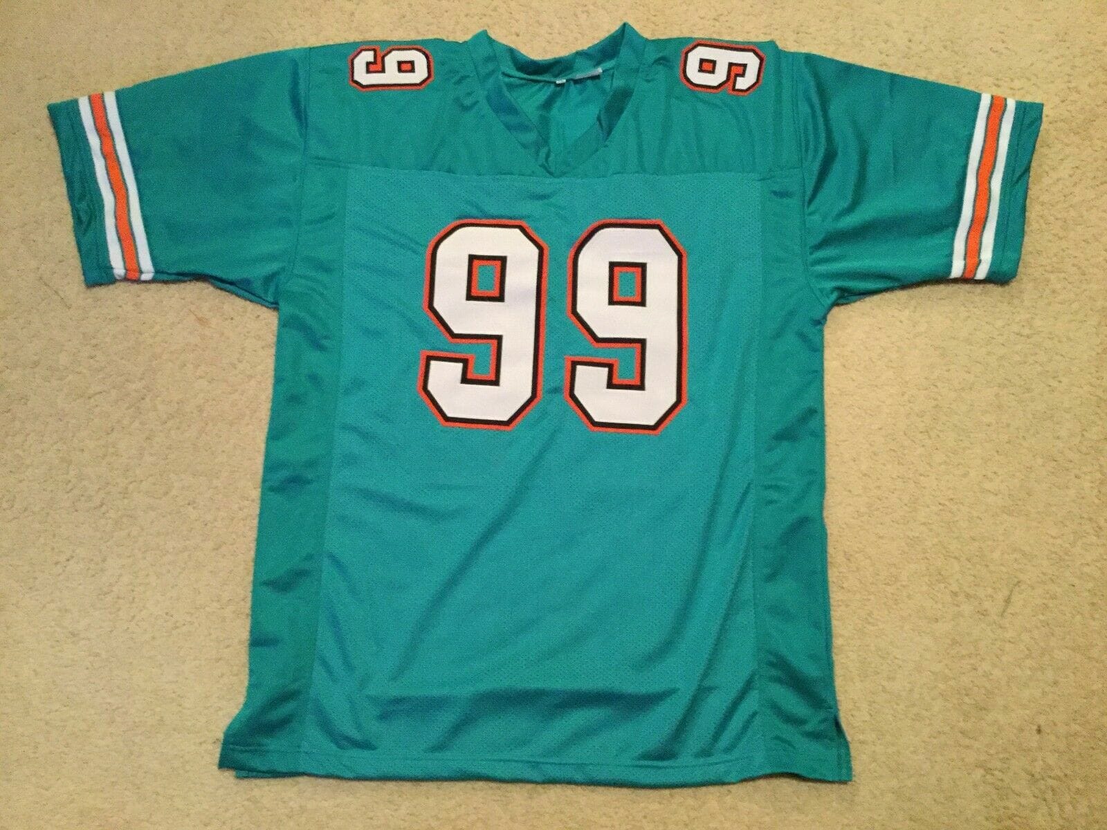 UNSIGNED CUSTOM Sewn Stitched Jason Taylor Teal 1 Jersey 2 UNSIGNED CUSTOM Sewn Stitched Jason Taylor Teal 1 Jersey - Image 2