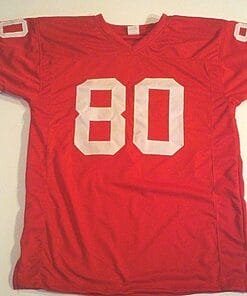 Alternative view of UNSIGNED CUSTOM Sewn Stitched Jerry Rice Red Jersey