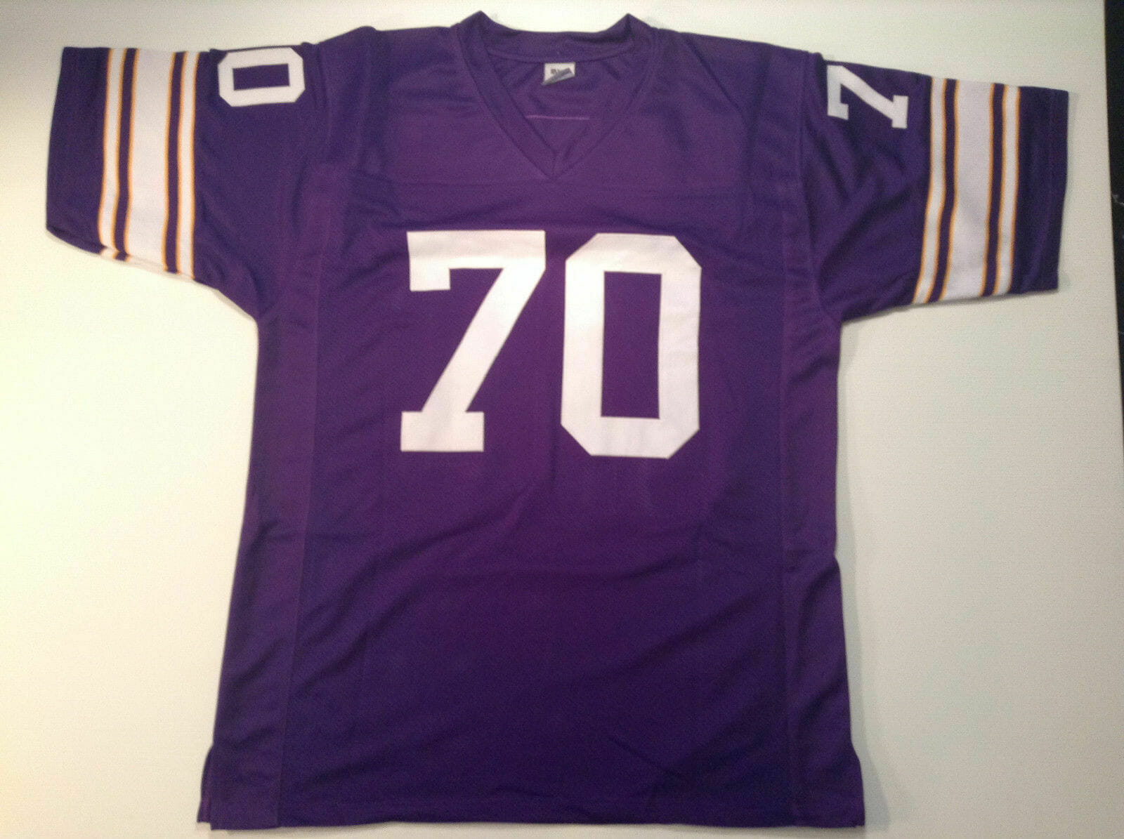 UNSIGNED CUSTOM Sewn Stitched Jim Marshall Purple Jersey 2 UNSIGNED CUSTOM Sewn Stitched Jim Marshall Purple Jersey - Image 2