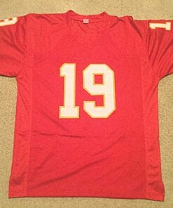 Alternative view of UNSIGNED CUSTOM Sewn Stitched Joe Montana Red #19 Jersey