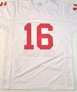 Alternative view of UNSIGNED CUSTOM Sewn Stitched Joe Montana White Jersey
