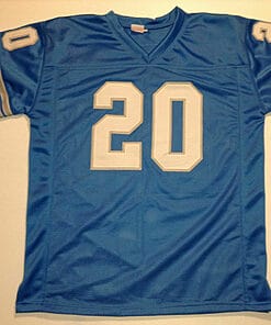 Alternative view of UNSIGNED CUSTOM Sewn Stitched Barry Sanders Blue Jersey