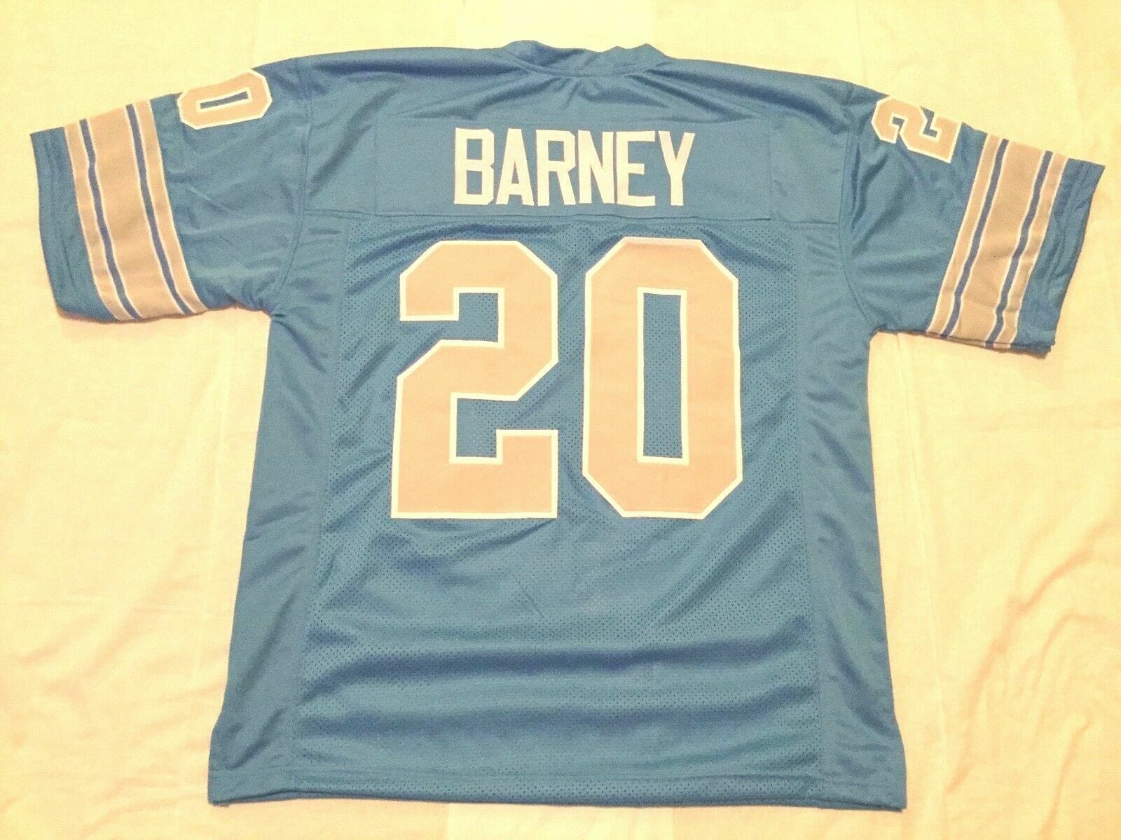 UNSIGNED CUSTOM Sewn Stitched Lem Barney Blue Jersey 1 UNSIGNED CUSTOM Sewn Stitched Lem Barney Blue Jersey