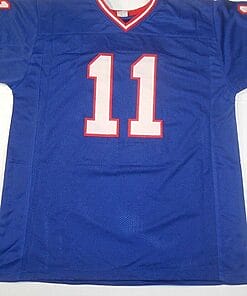 Alternative view of UNSIGNED CUSTOM Sewn Stitched Phil Simms Blue Jersey