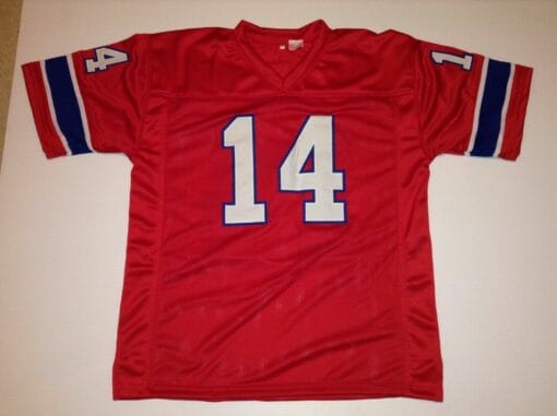 UNSIGNED CUSTOM Sewn Stitched Steve Grogan Red Jersey - Image 2