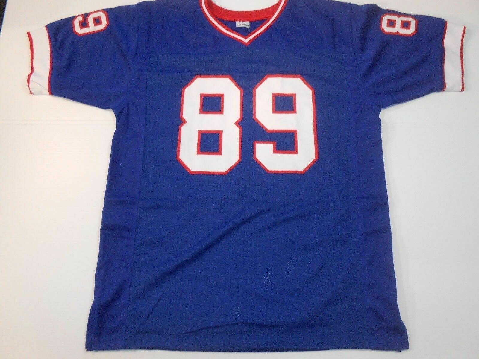 UNSIGNED CUSTOM Sewn Stitched Steve Tasker Blue Jersey 2 UNSIGNED CUSTOM Sewn Stitched Steve Tasker Blue Jersey - Image 2