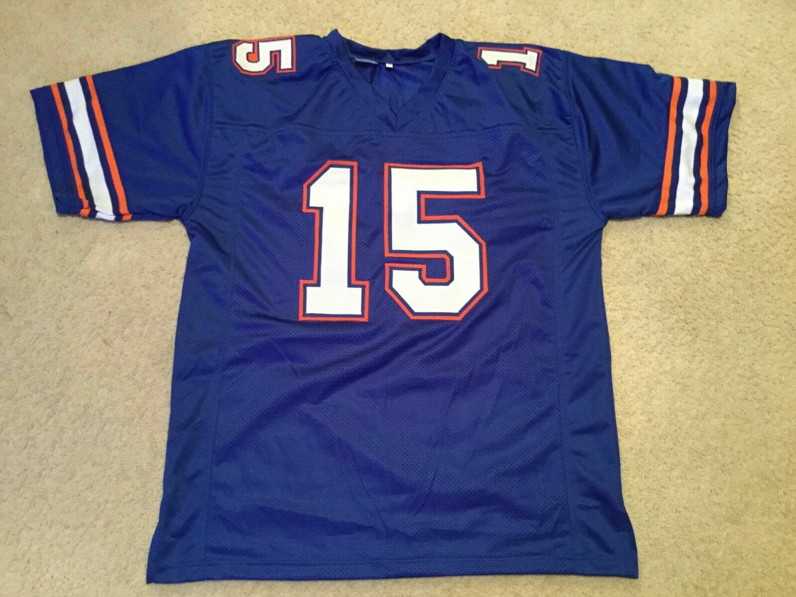 UNSIGNED CUSTOM Sewn Stitched Tim Tebow blue Jersey 2 UNSIGNED CUSTOM Sewn Stitched Tim Tebow blue Jersey - Image 2