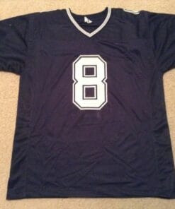 Alternative view of UNSIGNED CUSTOM Sewn Stitched Troy Aikman Blue Jersey