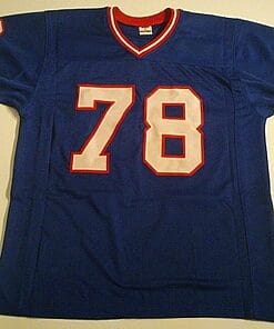 Alternative view of UNSIGNED CUSTOM Sewn Stitched Bruce Smith Blue Jersey