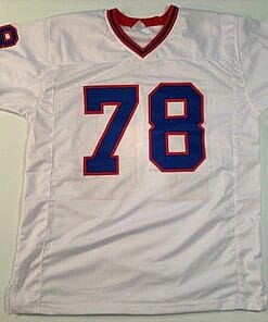 Alternative view of UNSIGNED CUSTOM Sewn Stitched Bruce Smith White Jersey