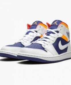 Alternative view of Air Jordan 1 Mid Royal Blue Laser Orange