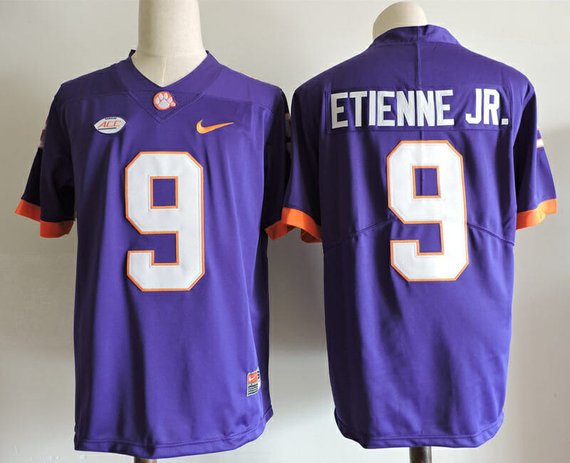 Clemson Tigers #9 Travis Etienne Jr College Football Jersey Blue 1 Clemson Tigers #9 Travis Etienne Jr College Football Jersey Blue