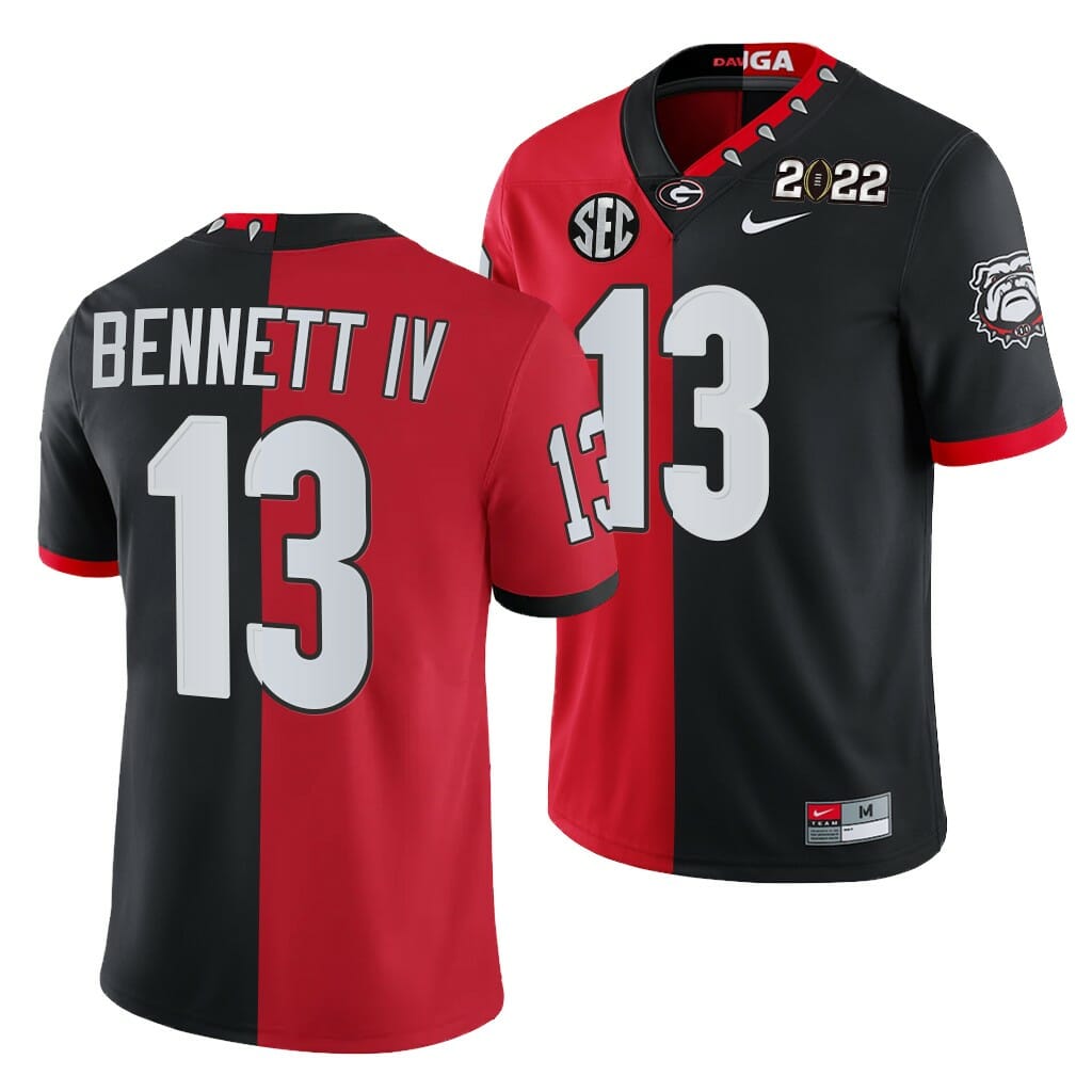 Georgia Bulldogs #13 Stetson Bennett 2022 National Championship Jersey Black 1 Georgia Bulldogs #13 Stetson Bennett 2022 National Championship Jersey Black