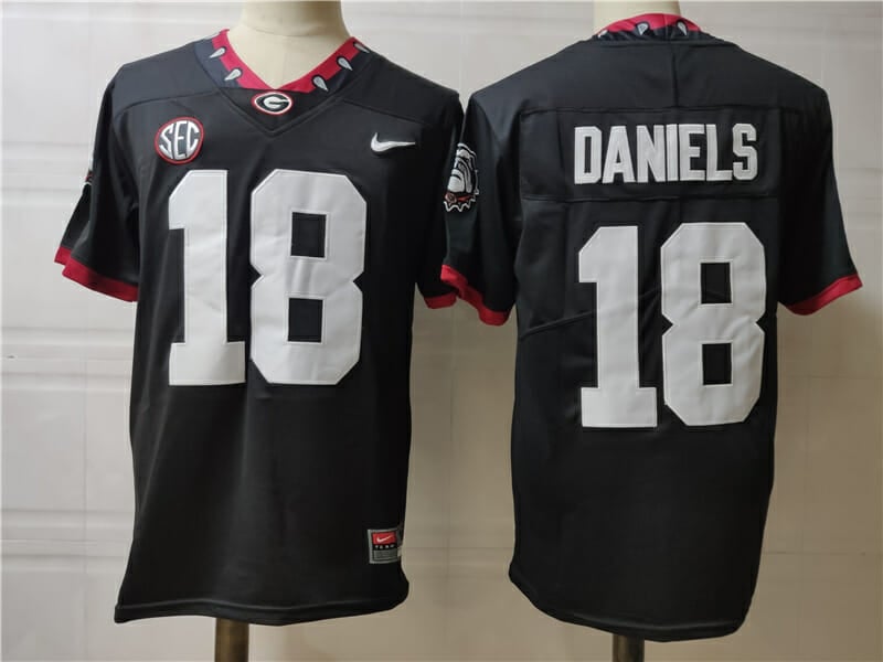 Georgia Bulldogs #18 Daniels College Football Jersey Black 1 Georgia Bulldogs #18 Daniels College Football Jersey Black