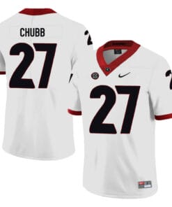 Georgia Bulldogs #27 Nick Chubb College Football Jersey White