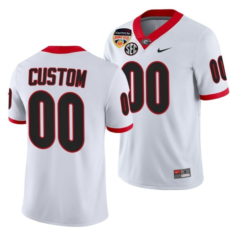 Georgia Jersey Custom Name And Number 2021 Orange Bowl White 100th Anniversary 8 Georgia Jersey Custom Name And Number 2021 Orange Bowl White 100th Anniversary