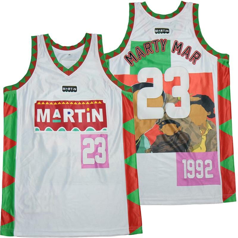 Marty Mar #23 In The House Movie Basketball Jersey White 1 Marty Mar #23 In The House Movie Basketball Jersey White