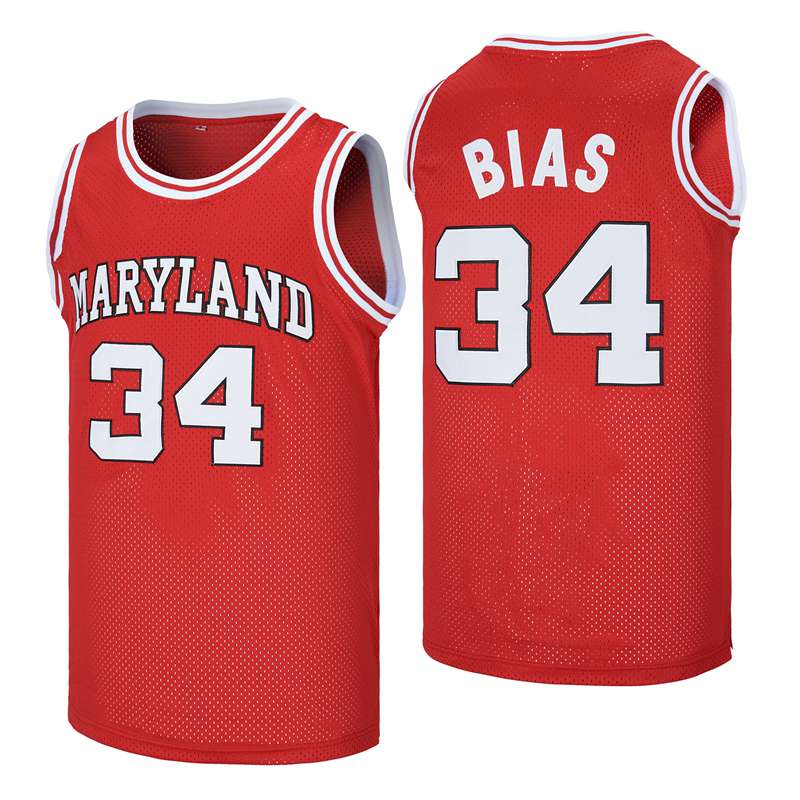 Maryland #34 Bias Movie Basketball Jersey Red 1 Maryland #34 Bias Movie Basketball Jersey Red
