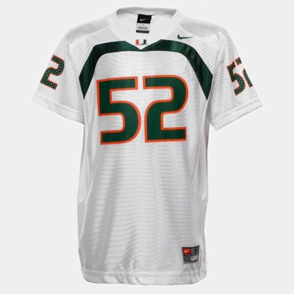 Miami Hurricanes #52 Ray Lewis College Football White Jersey 1 Miami Hurricanes #52 Ray Lewis College Football White Jersey