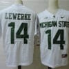 Michigan State Spartans 14 Brian Lewerke Football Jersey White