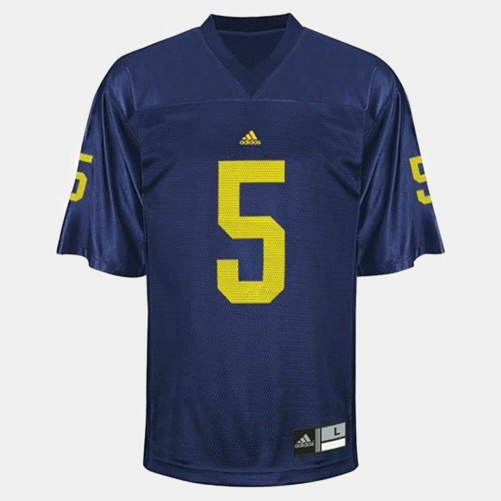 Michigan Wolverines #5 John Wangler College Football Blue Jersey 1 Michigan Wolverines #5 John Wangler College Football Blue Jersey