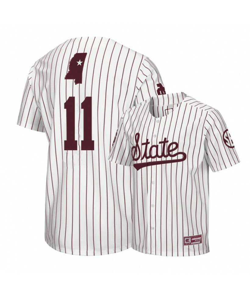Mississippi State Bulldogs 11 Jordan Westburg White Baseball Jersey 1 Mississippi State Bulldogs 11 Jordan Westburg White Baseball Jersey